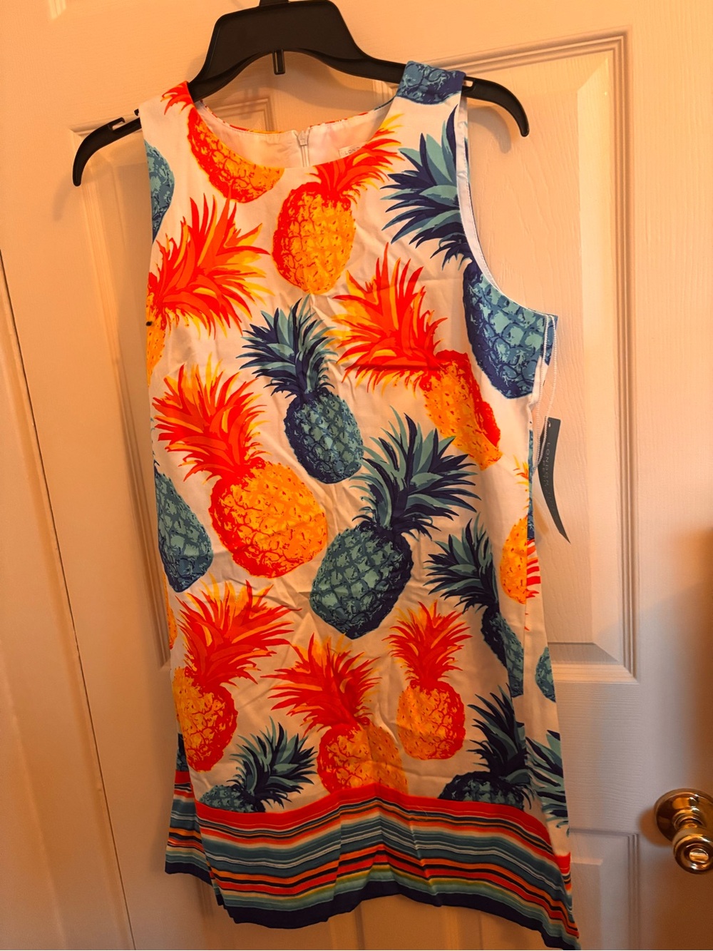 London Times yellow  & Teal Pineapple Print Shift Dress